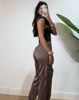Pantalone Cargo in raso