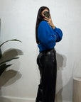 Pantalone ecopelle Stringhe