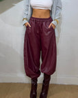 pantalone balloon ecopelle