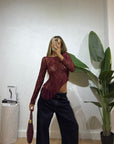 Maglia pizzo asimmetrica