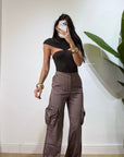 Pantalone Cargo in raso