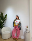 Pantalone wide quadretti