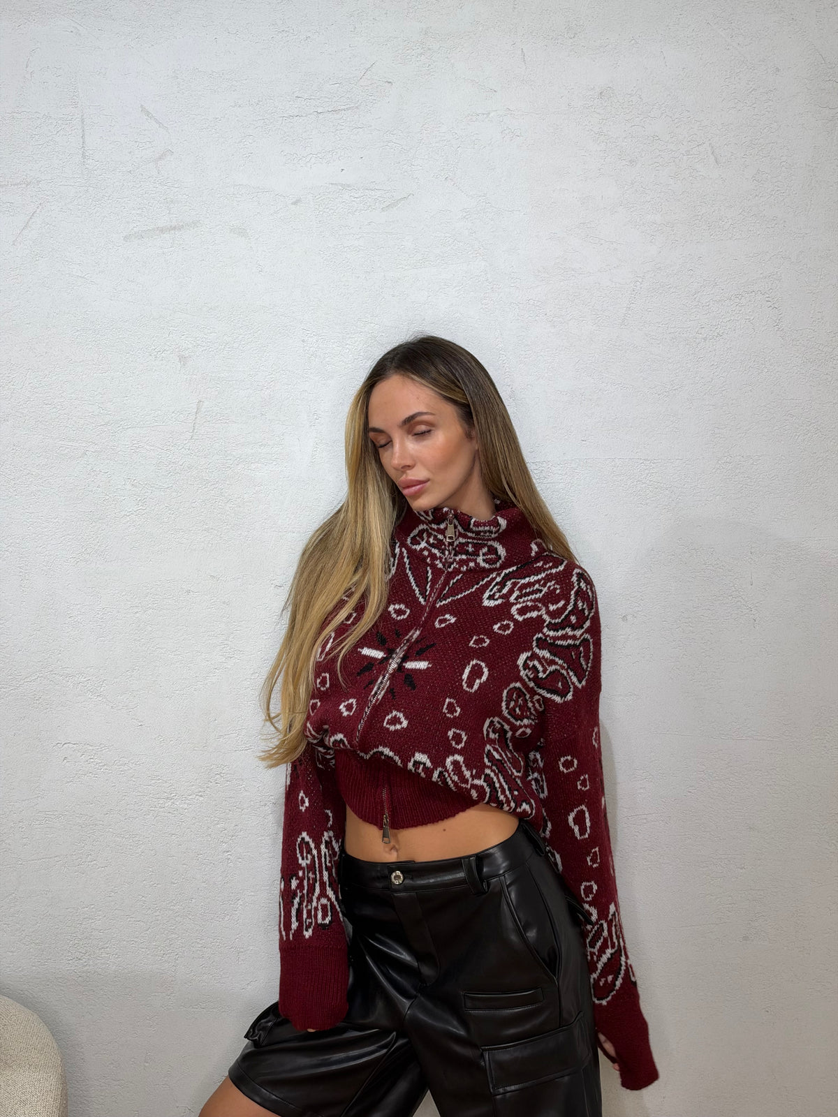 Cardigan bandana bordeaux