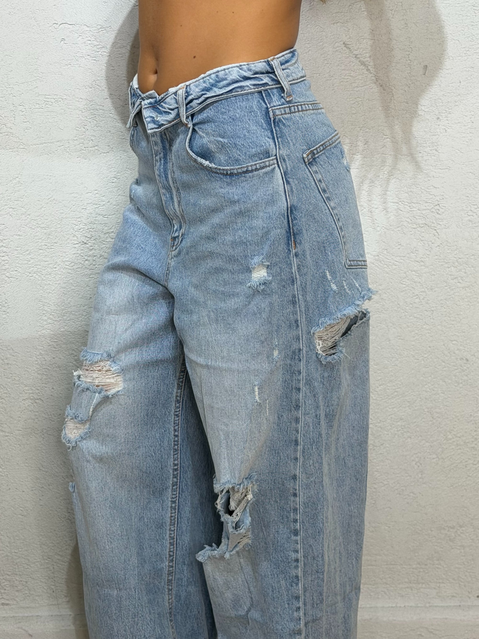 Jeans Zara wide strappi