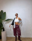 pantalone balloon ecopelle