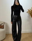 Pantalone straight ecopelle