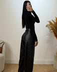 Pantalone straight ecopelle